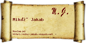 Mikó Jakab névjegykártya